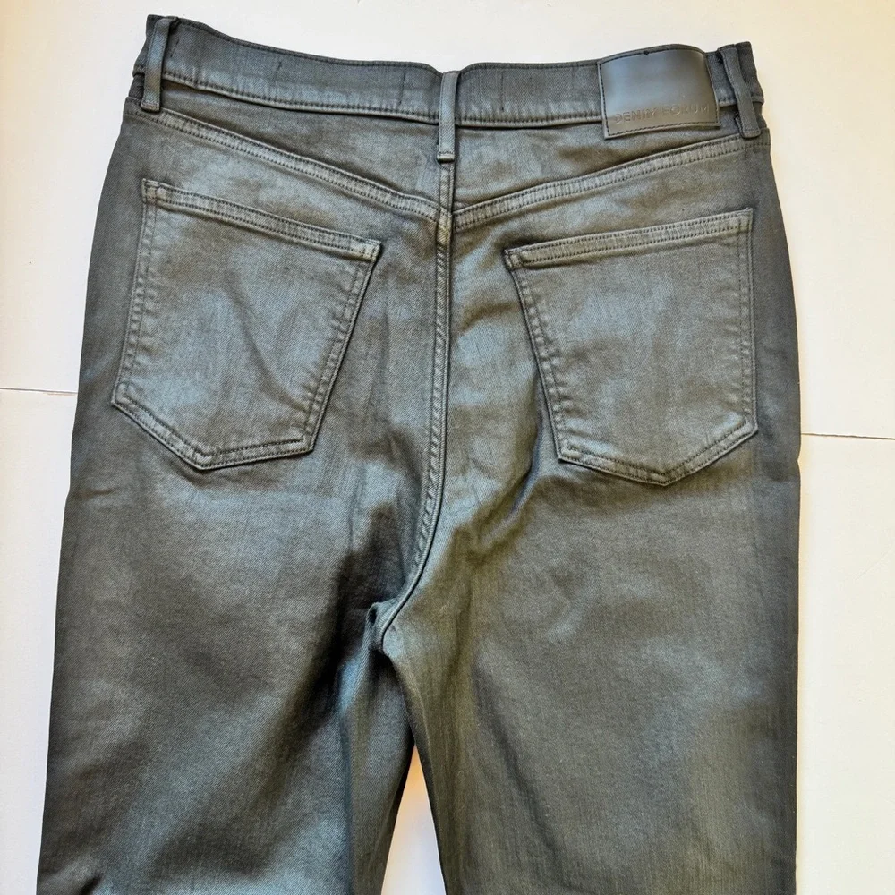 Denim Forum The Lola Split Hi Rise Skinny Jean Coated Stay Black Waxed Sz 32 - Picture 14 of 16